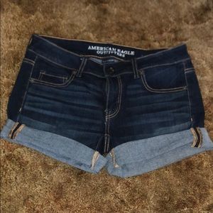Dark wash blue jean shorts